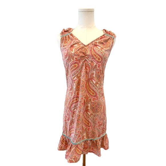 Sundance Women Boho Cottagecore Paisley‎ Prairie Flowy Ruffled Tent Dress Size L - Picture 4 of 8